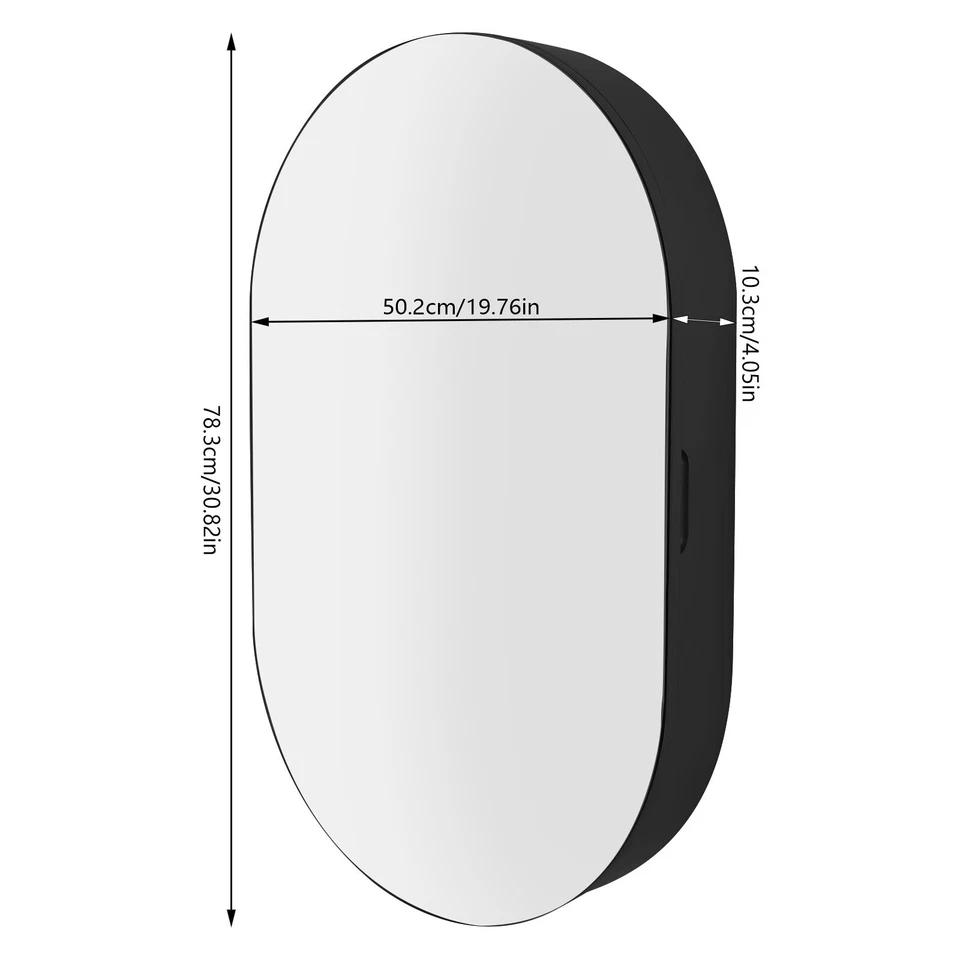 Espelho de armário oval, espelho de armário de armazenamento de parede de banheiro, armário de espelho - Imagem 4 de 4