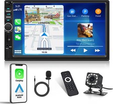 Apple CarPlay 7" Double 2Din Car Stereo Radio Android Auto Touch Screen rear cam