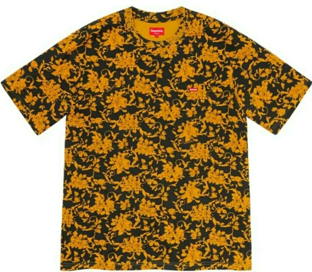 Supreme Floral Small Box Tee Black/Gold Sz S Sold out | eBay