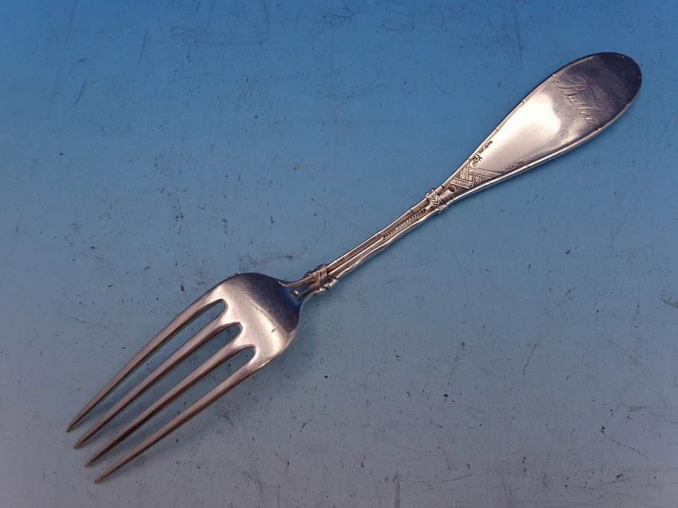 Japanese aka New Japanese by Whiting Sterling Silver Dinner Fork 7 5/8" - Image 3 of 4