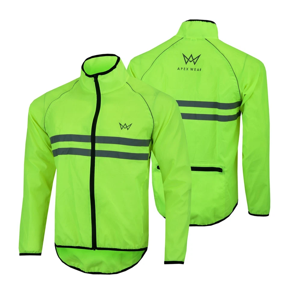 Mens Cycling Jacket High Visibility Waterproof Running Top Rain Coat S to 2XL - Image 2 of 4