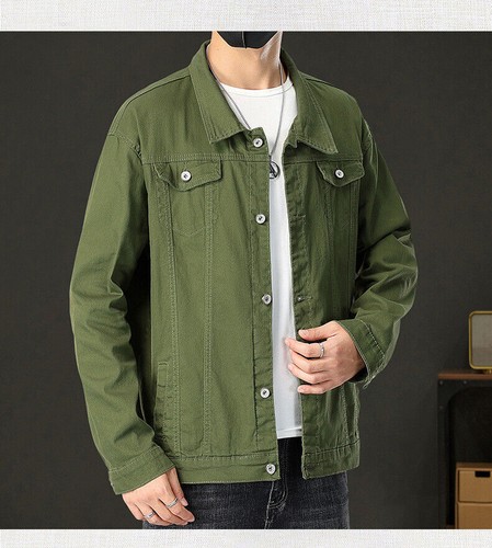 Men Spring Denim Jacket Loose Slim Denim Jacket Clothes Casual Lapel Top - Picture 18 of 27