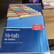 Office Depot 1/3 Tab File Folder Packs Assorted Colors Legal Size S8