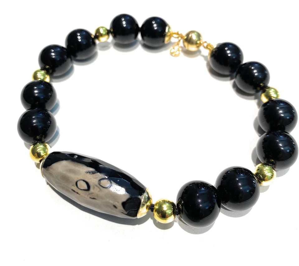 Bracciale diWa Jewels Onice Agata Striata Ematite chiusura Magnetica Argento - Immagine 3 di 3