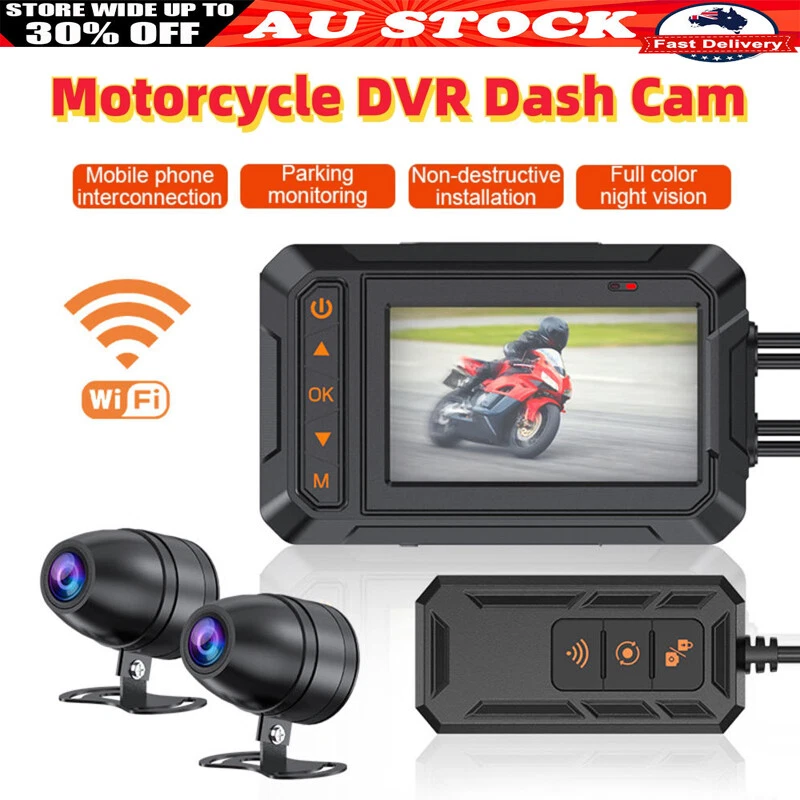 WiFi Motorcycle Dash Cam Recorder Dual UHD 2K DVR Camera G-Sensor Waterproof GPS