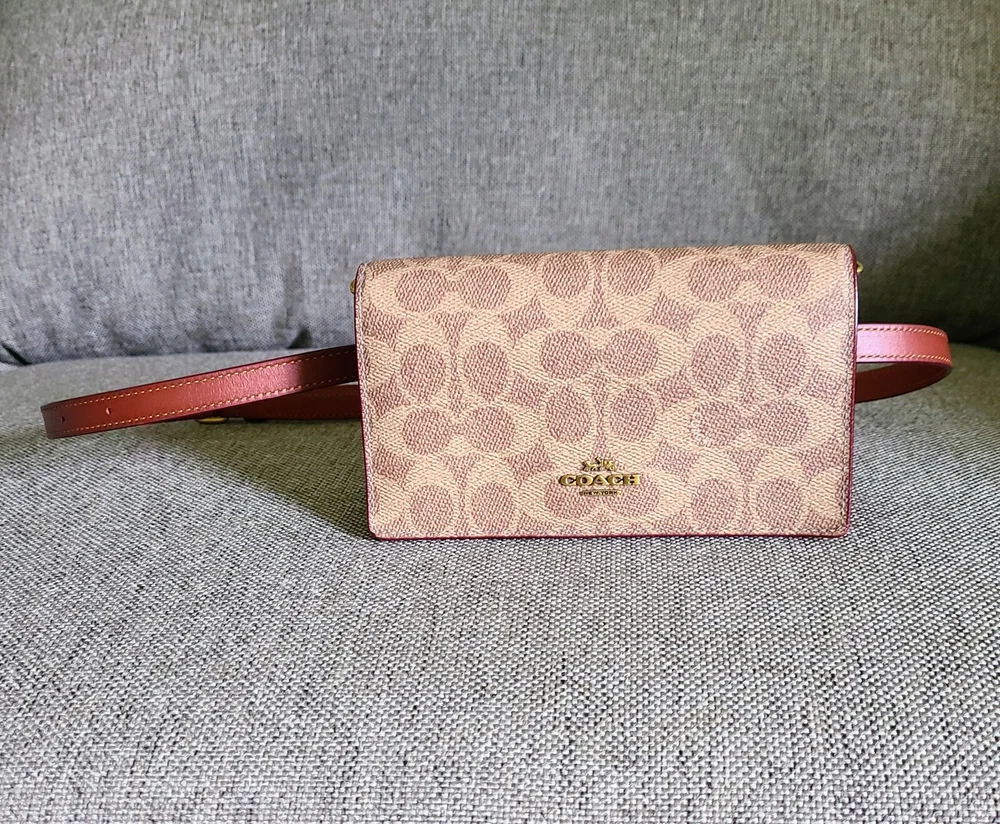 Coach Belt Bag & Crossbody Purse. Colorblock: Signature Canvas w Saddle Leather