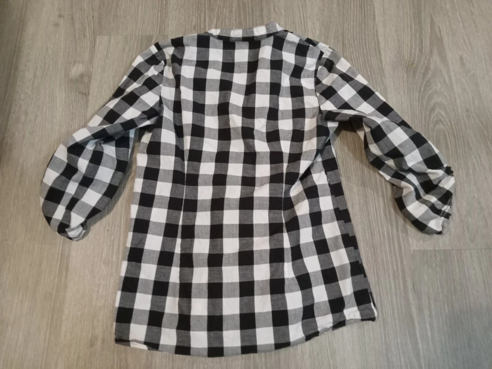 Camisa informal Cato para niñas talla XL 16 negra blanca a cuadros manga larga con botones A4 Foto 3 de 3