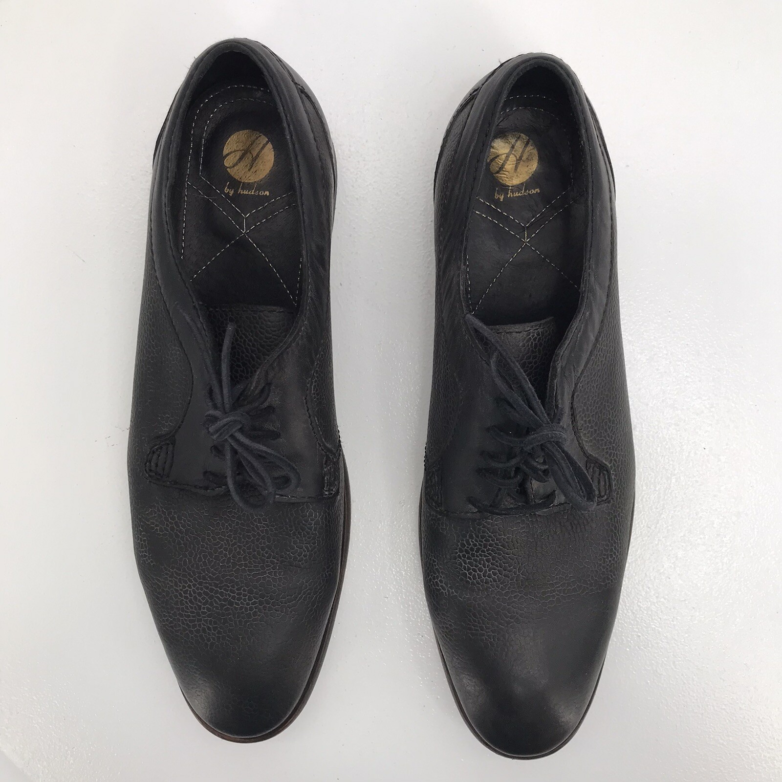 H By Hudson Black Leather Oxford Lace Up Dress Shoes Mens Size 43 EUR US 10