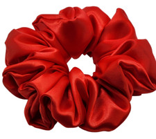 XXL Jumbo Women Charmeuse Red Satin Scrunchie Elastic Hairbands Hair Ties XXL