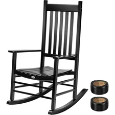 Oversized Wooden Rocking Chair w/ Anti-Slip Strips for Indoor, Porch, Garden