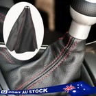 AU Shift Boot Cover Gaiter Gear Manual Shifter Leather Black Universal Red