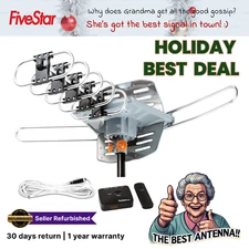 BEST HDTV Antenna 1080P Outdoor Amplified Digital 360 Rotor UHF VHF FM 150 Mile