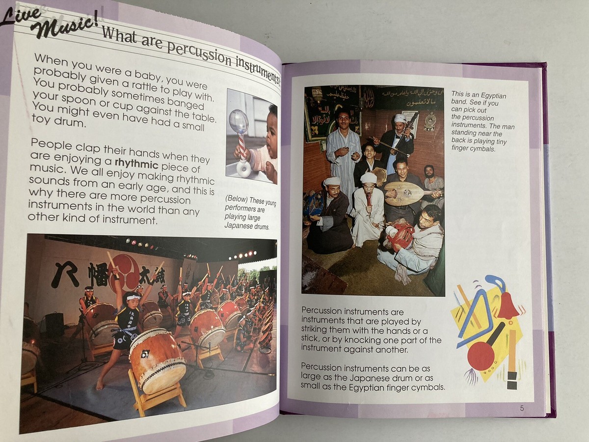 Vintage 1993 Live Music! Percussion by Elizabeth Sharma Hardcover