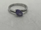 Vintage Amethyst Gemstone 925 Sterling Silver Ring unique shaped size 9