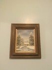 Original Oil Painting on Canvas Signed Barrister Winter Snowy Bridge 13x15” — photo 2