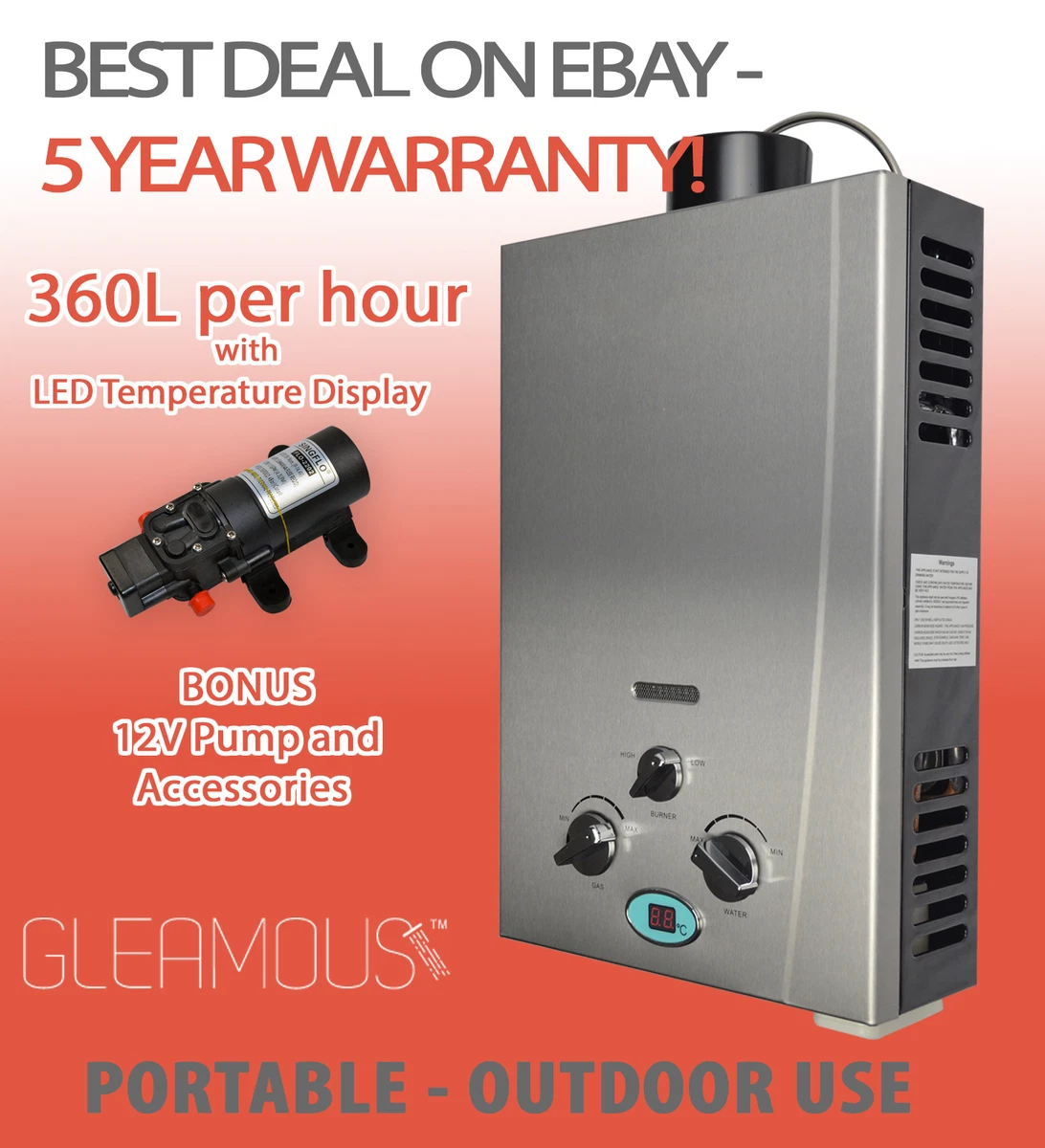 Gleamous Instant LPG Portable Gas Hot Water Camp Shower Heater 4WD Caravan  Horse | eBay
