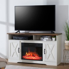 Electric Fireplace With TV Stand Unit Cabinet Fire Logs Heater Flame Living Room