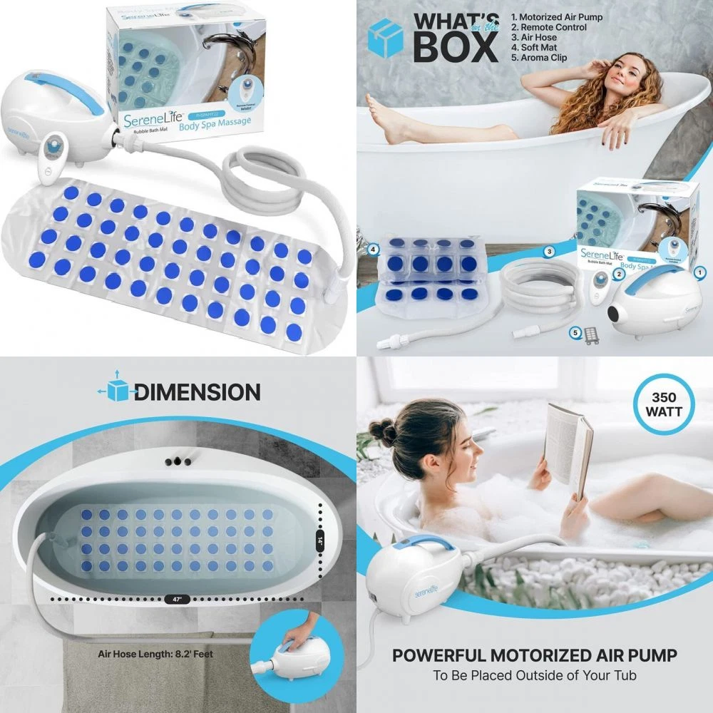 Portable Spa Bubble Bath Massager - Thermal Waterproof Non-slip Mat with