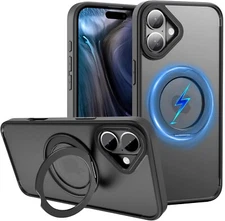 For iPhone 16 plus Phone Case, Strong Magnetic Ring Stand 360 ,16FT Drop Protect