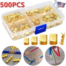 500 Pcs U Shape Copper Terminals Crimp Kit - Non-Insulated Assortment CableWire