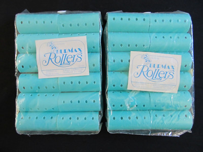Lot of 2 Pkg. Vintage Burmax Hair Rollers Blue Medium 24 Total NEW Sealed Pkgs