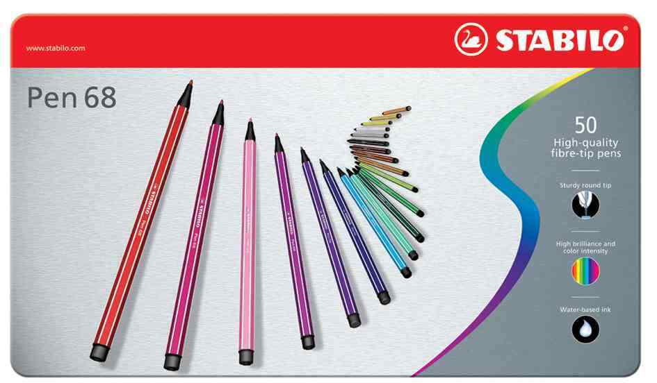 [Ref:6850-6] STABILO [Ref:6850-6] STABILO Boîte métal de 50 Feutre de Dessin