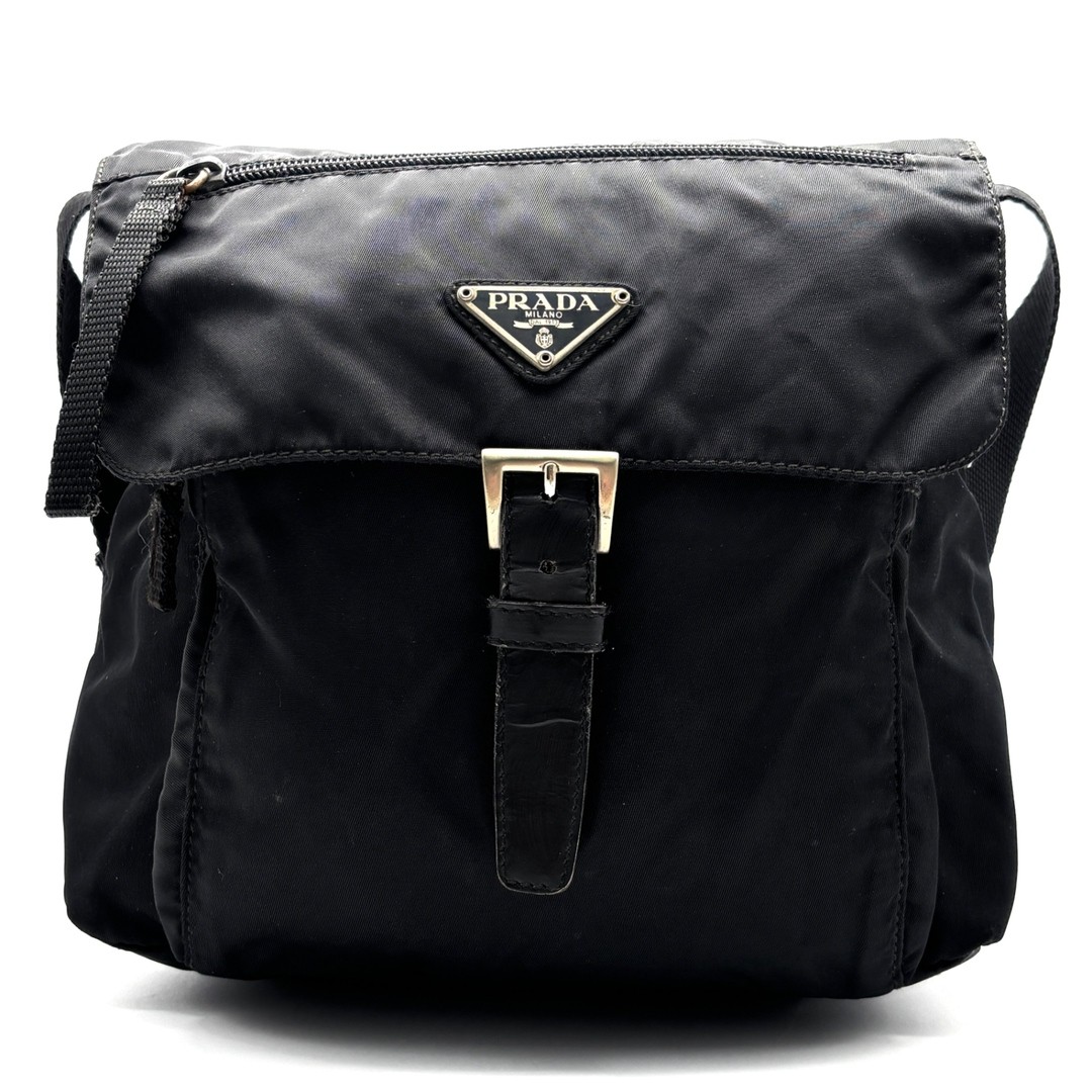 Authentic PRADA Shoulder Bag Triangular Logo Plat… - image 2