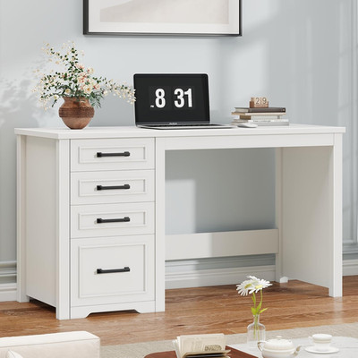 Farmhouse 49  Executive Desk with File Drawer, 4 Drawers Reversible Computer Des