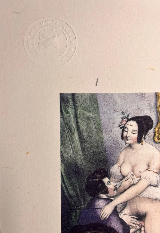 Erotischer Gycléedruck „Making love“ von Archille Devèria ca 1830 cowgirl style - Bild 2 von 3