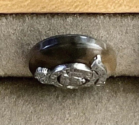 RALPH LAUREN Replacement Button 5/8” Brown Tortoise Shell/Silver Metal CAT New - Image 3 of 4