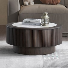 35.43 inch Modern Faux Marble Pattern Stickers Coffee Table Round Coffee Table f