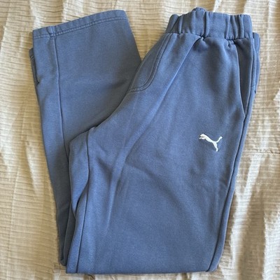 Blue grayish Puma sweatpants with white logo