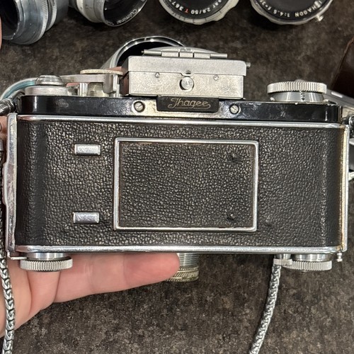 Cámara SLR Exakta VAREX VX 35 mm década de 1950 con 3 lentes y extras Carl Zeiss Jena LIMPIA - Imagen 6 de 24