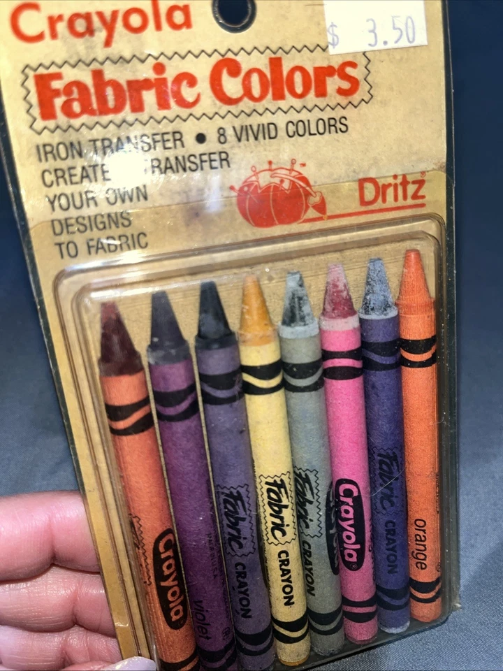 Vintage 1987 Dritz Crayola Fabric Colors 8 vivid colors UNOPENED - Iron Transfer - Image 2 of 4