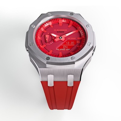 Casioak Mod Custom Metal Watch Casio G-Shock GA-2100-4A Red Dial