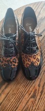Clarks Softwear Woman’s Brogue Patent Hair On Leather Size 6