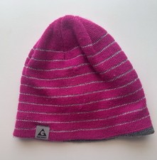 Gerry Ski Hat With Pink And Silver Stripes Reversible Gray Beanie