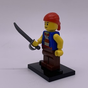 LEGO Pirate Minifigure Blue vest Reddish Brown Legs Red Bandana pi137b 9349