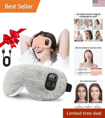Rechargeable Gray Heated Eye Mask - 4 Adjustable Heat Levels for Eye Relief
