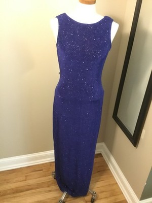 Roberta Shimmering Blue Women's Evening Long Stretch Dress: Large
