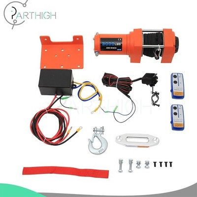 Electric Recovery Winch 3000LBS 12m Synthetic Rope Truck Trailer 12V Offroad
