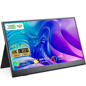 UPERFECT 4K Moniteur portable 15.6" Moniteur de jeux 600nits HDMI/USB-C 100%Adobe