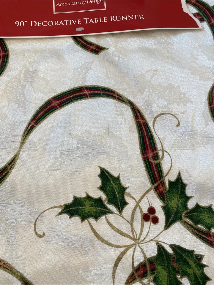 NEW Lenox Holiday Nouveau Ribbon Reversible Decorative Table Runner 14"x90" NWT - Image 4 of 4