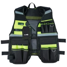 Tool Vest Reflective Safety Tool Vest with Removable Holder,Retractable Pen H...