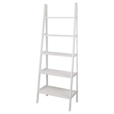 Casual Home 100 Solid Wood 5-Shelf Ladder Bookcase, 24.75"W x 16"D x 72"H, W...