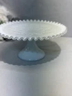 Vintage Fenton Silver Crest Spanish Lace Milk Glass Pedestal Cake Stand