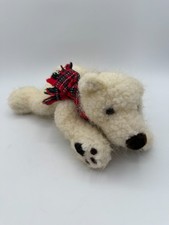 Russ Berrie Glacier Fuzzy Plush 12 White Polar Bear Red Scarf 1121 Paws Lay