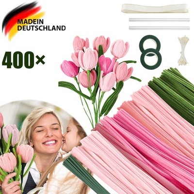 Tulip Bouquet Pfeifenreiniger Blumen Set, 400 Stück Pfeifenputzer zum Basteln DE