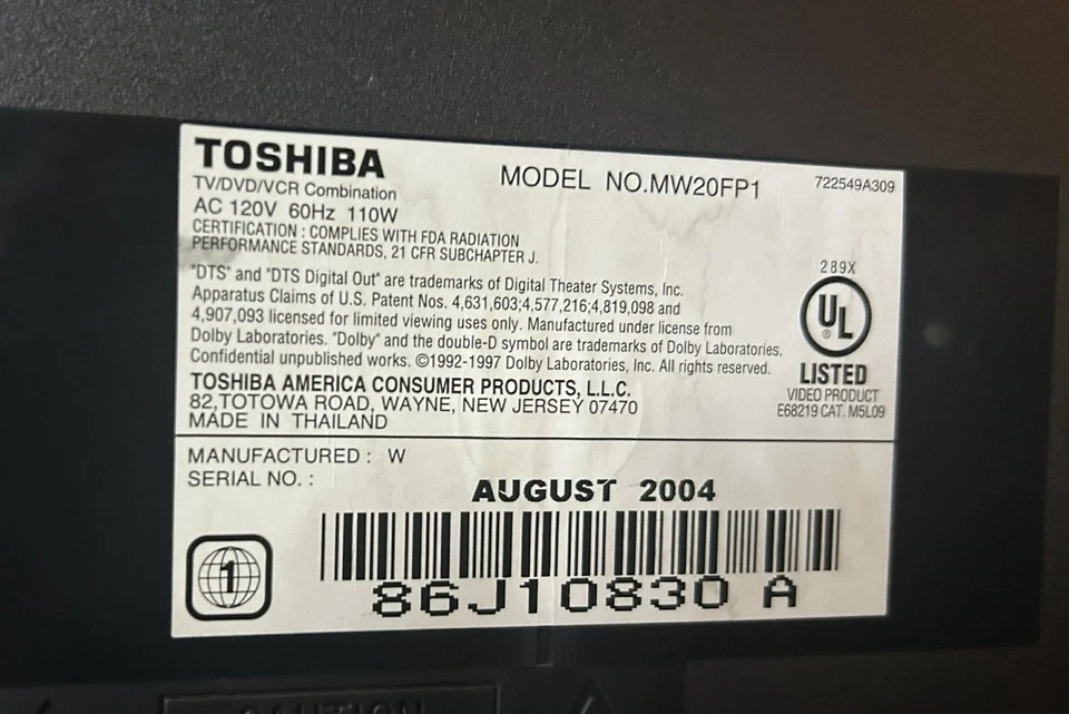 Toshiba 20" MW20FP1 VCR VHS CRT Gaming TV W/ Remote TESTED LOCAL PICKUP - Image 3 of 4