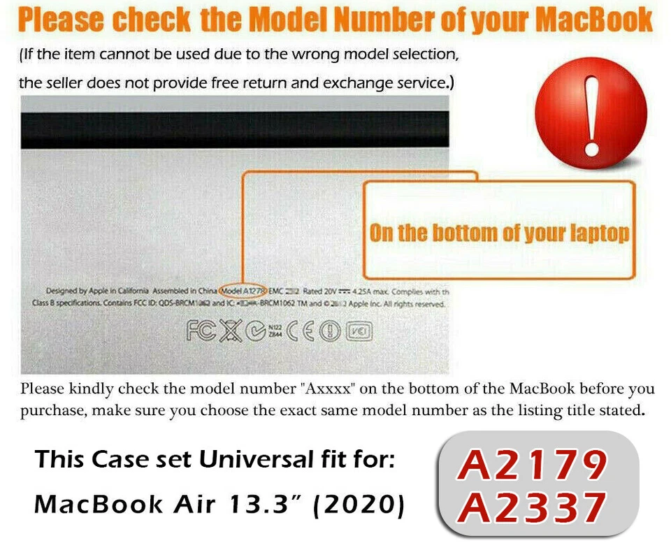 Fr 2020 MacBook Air 13.3" (M1) A2179 A2337 Clear Crystal Snap On Hard Case Cover - Image 2 of 4